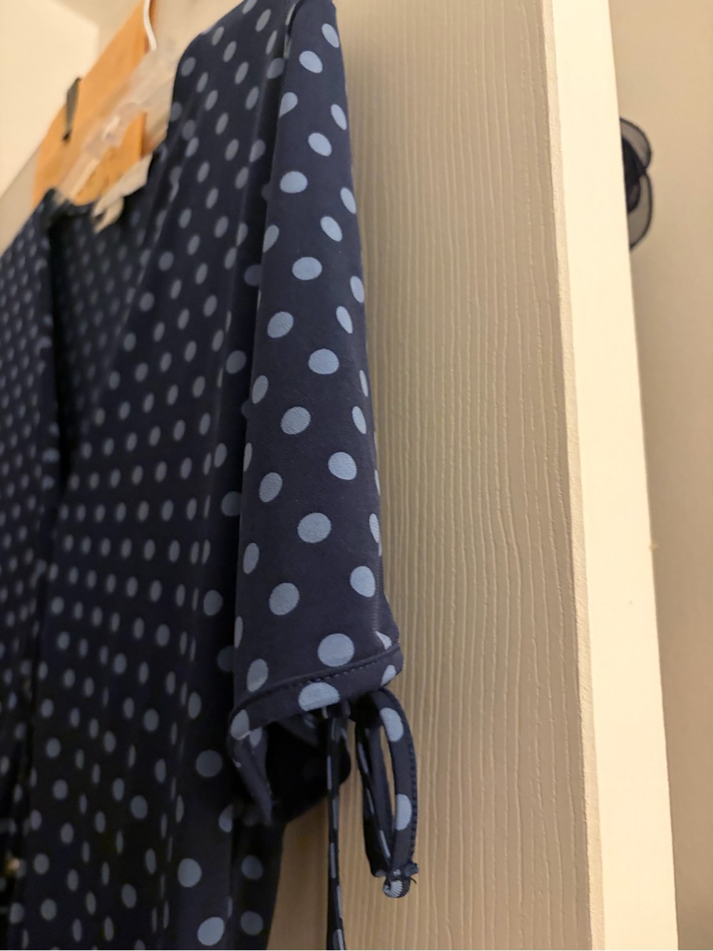 Michael Kors Navy Polka Dot V-Neck Peplum Blouse - Picture 2 of 9